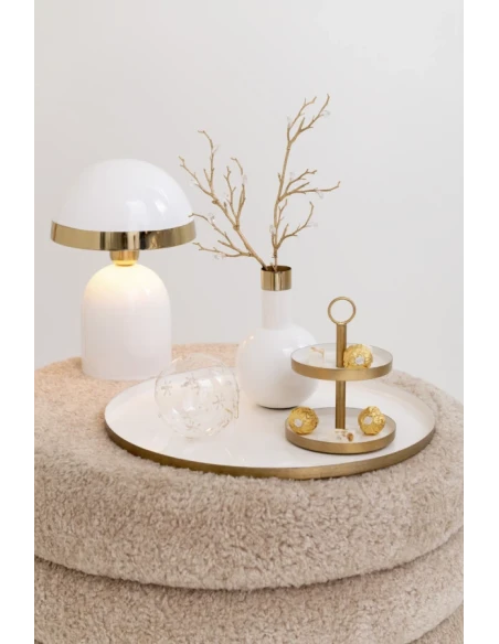 J-Line - Gold Edge Table Lamp - Glossy White