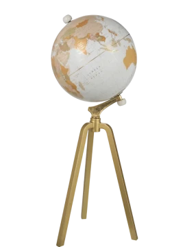 J-Line - Globe + Stand - White / Gold