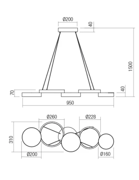 Redo Group - Cronos Lampada a Sospensione - Nero Opaco