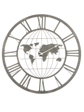 J-Line - Roman Numeral Globe Clock - Grey