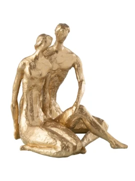 J-Line - Seated Couple Sculpture - Gold