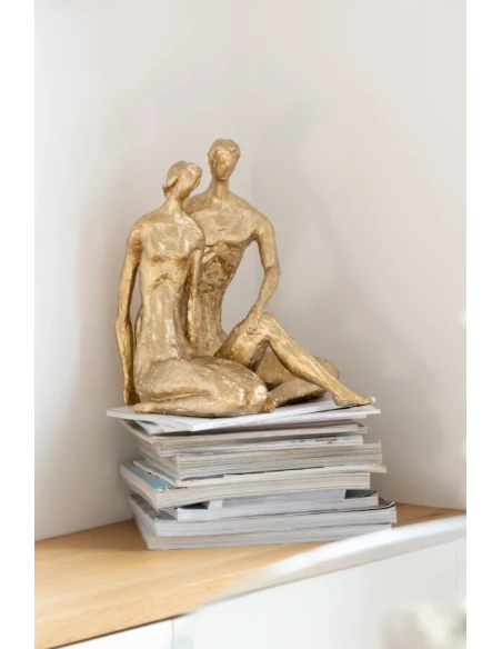 J-Line - Seated Couple Sculpture - Gold
