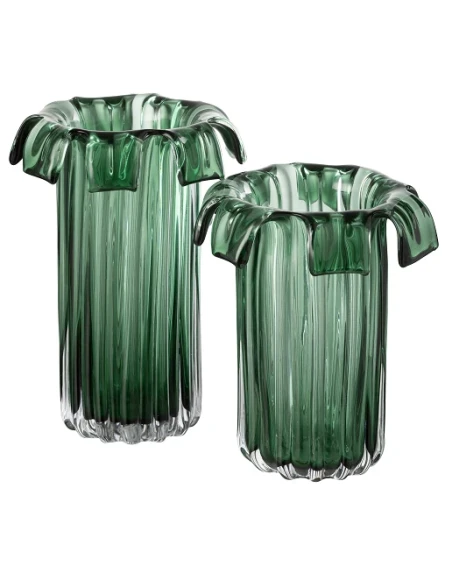 J-Line - Retro Vase - Green Glass