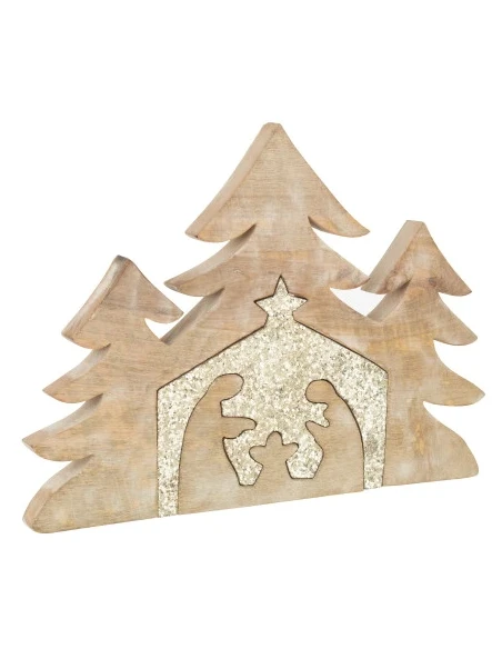 J-Line - Puzzle Presepio - Legno Di Mango / Paillette