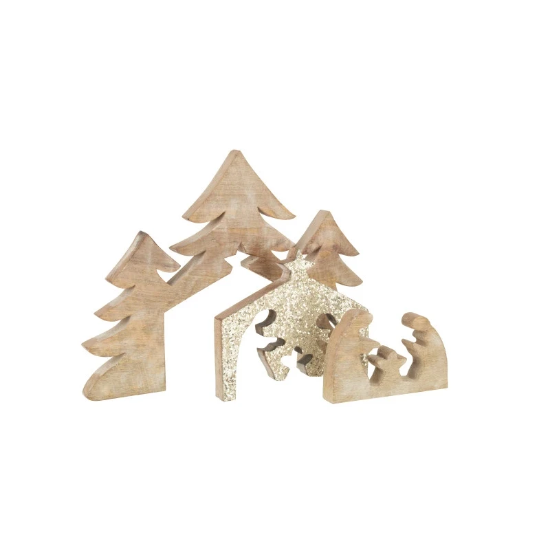 J-Line - Nativity Scene Puzzle - Mango Wood / Sequins