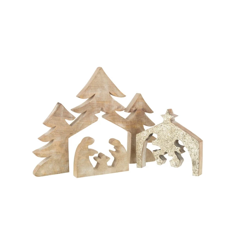 J-Line - Puzzle Presepio - Legno Di Mango / Paillette