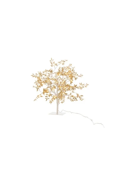 J-Line - Albero Foglie Paillette e Led - Oro