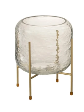 J-Line - Round Vase + Foot - Clear Glass