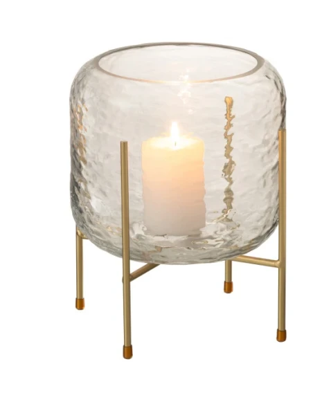 J-Line - Round Vase + Foot - Clear Glass