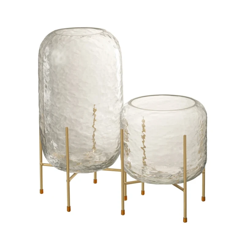 J-Line - Round Vase + Foot - Clear Glass