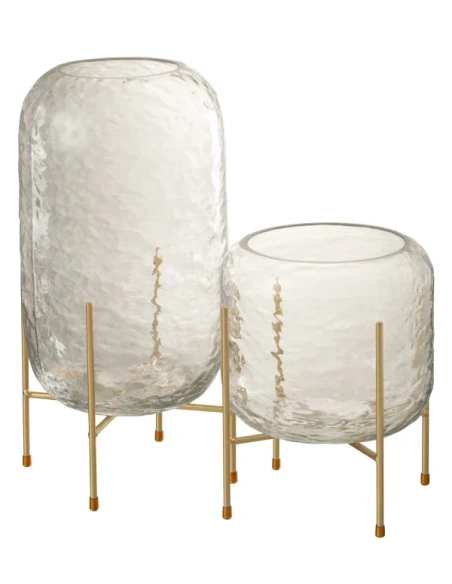 J-Line - Round Vase + Foot - Clear Glass