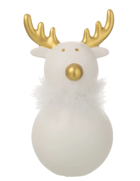 J-Line - Alce Ceramica Rotonda Righe - Oro / Bianco