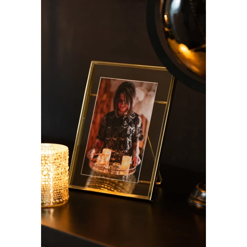 J-Line - Transparent Metal Photo Frame - Gold