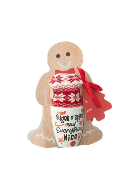 J-Line - Mug + Socks Gift Box - Red Ceramic