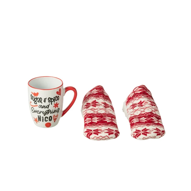 J-Line - Tazza Mug + Calze Scatola Regalo - Ceramica Rosso