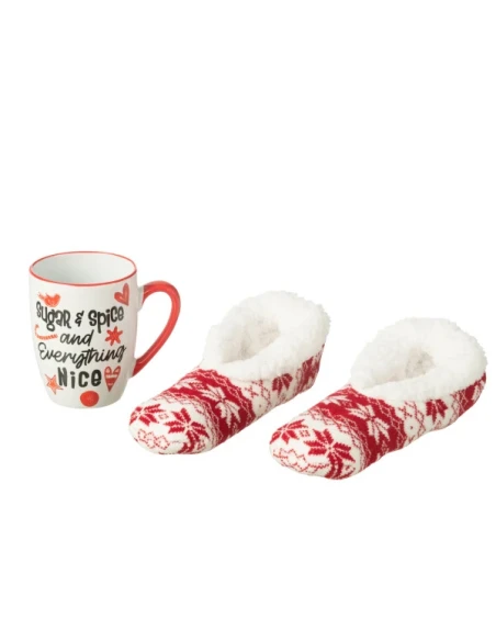 J-Line - Mug + Socks Gift Box - Red Ceramic