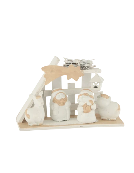 J-Line - Wooden / Poly Nativity Scene - White / Beige