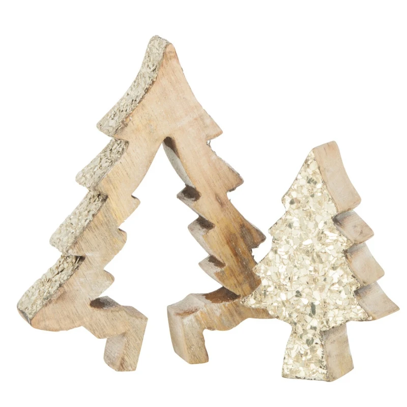 J-Line - Christmas Tree Puzzle - Mango Wood / Sequins