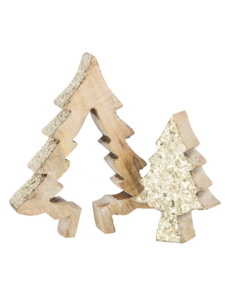 J-Line - Puzzle Albero Di Natale - Legno Di Mango / Paillette