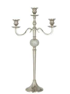 J-Line - Candelabro 3 Braccia Diamante Palla - Argento