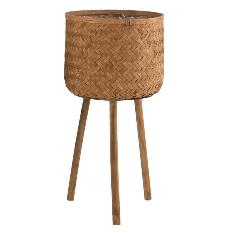 J-Line - 3-Foot Planter - Bamboo / Natural Plastic