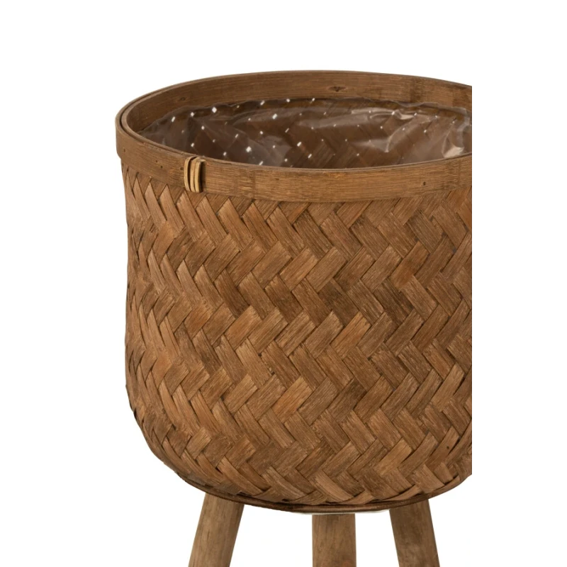 J-Line - 3-Foot Planter - Bamboo / Natural Plastic