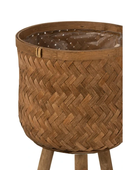 J-Line - 3-Foot Planter - Bamboo / Natural Plastic