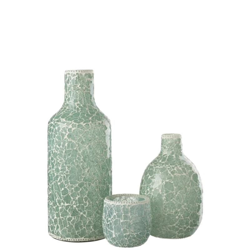 J-Line - Mosaic Vase - Grey / White