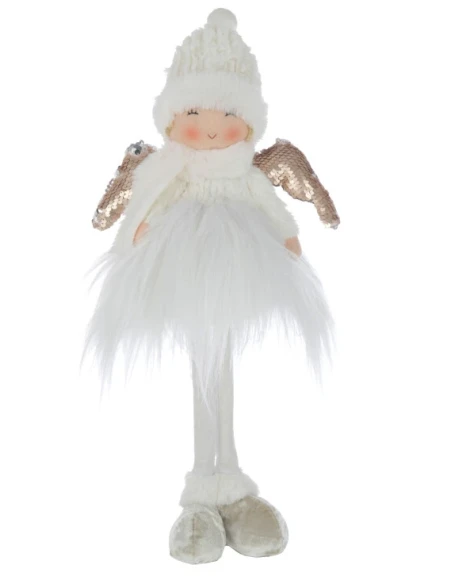 J-Line - Angel with Hat Decoration - White / Gold