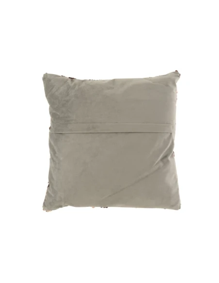 J-Line - Cuscino Paillette Velluto - Grigio / Rosa