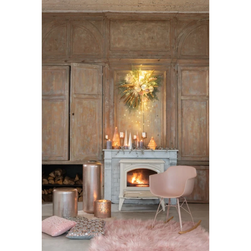 J-Line - Cuscino Paillette Velluto - Grigio / Rosa