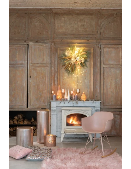 J-Line - Velvet Sequin Cushion - Grey / Pink