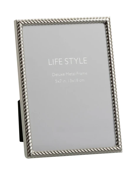 J-Line - Oblique Lines Metal Photo Frame - Silver