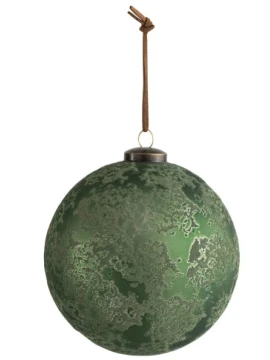 J-Line - Antique Glass Christmas Ball - Bright Green