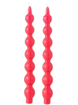 J-Line - Set of 2 Pumpkin Candles - Fuchsia