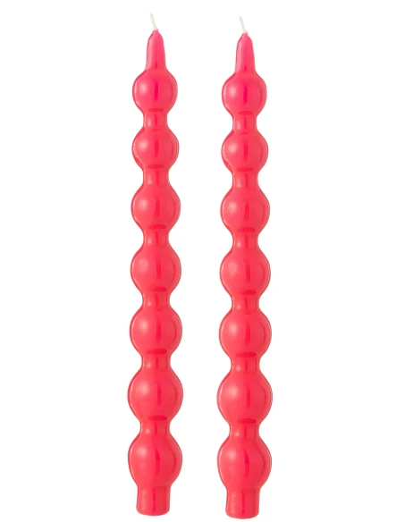 J-Line - Set of 2 Pumpkin Candles - Fuchsia