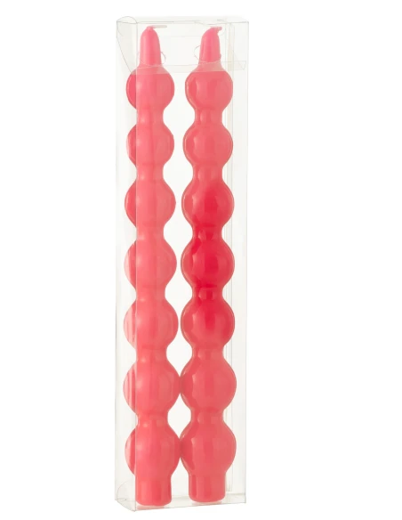 J-Line - Set of 2 Pumpkin Candles - Fuchsia