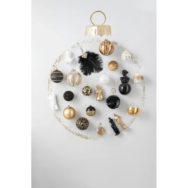 J-Line - Glass Christmas Ball - Transparent / Shiny Gold