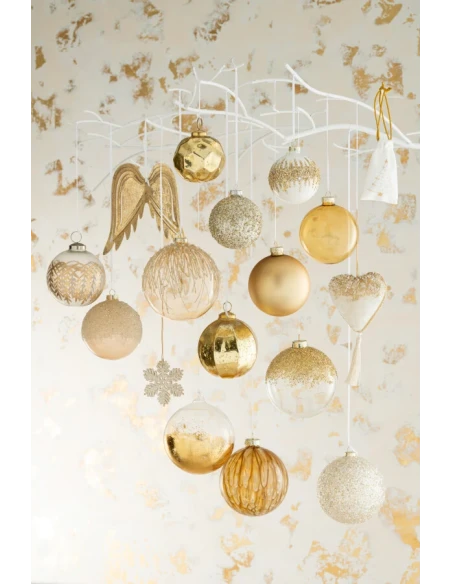 J-Line - Glass Christmas Ball - Transparent / Shiny Gold