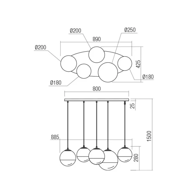 Redo Group - Berry Suspension Lamp - Chrome/Smoke Shade