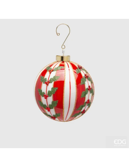 EDG - Striped Christmas Ball - Green / Red