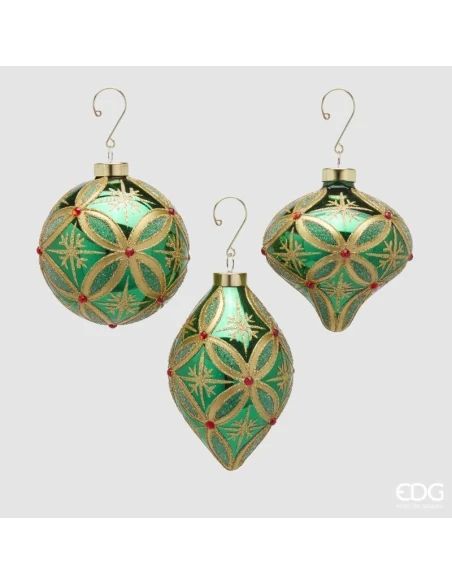EDG - Fuso Rubies Christmas Ball - Green / Gold
