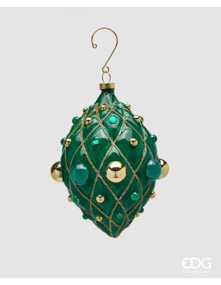 EDG - Pallina di Natale Decoperle Fuso - Verde / Oro