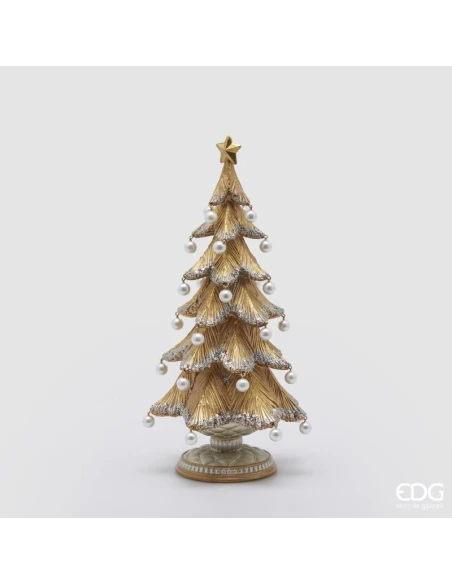 EDG - Pine Decoration with Pearls on Base - Silver / Gold