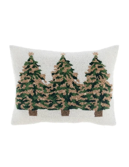 Blanc MariClò - Christmas Tree Cushion with Beads - 25 x 35 cm