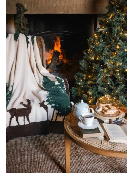 Blanc MariClò - Plaid Sherpa Gran Paradiso ALberi e Alci - 140 x 170 cm