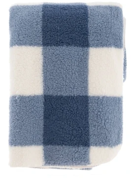 Blanc MariClò - Plaid Sherpa Quadrati Blu - 140 x 170 cm