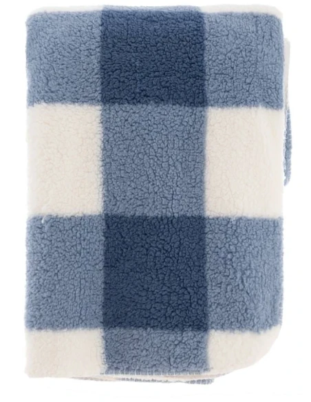 Blanc MariClò - Blue Square Sherpa Throw - 140 x 170 cm