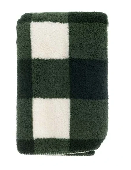 Blanc MariClò - Green Square Sherpa Throw - 140 x 170 cm