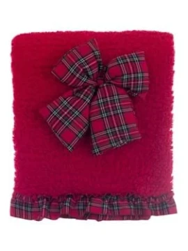 Blanc MariClò -  Plaid Sherpa Fiocco Tartan - Rosso